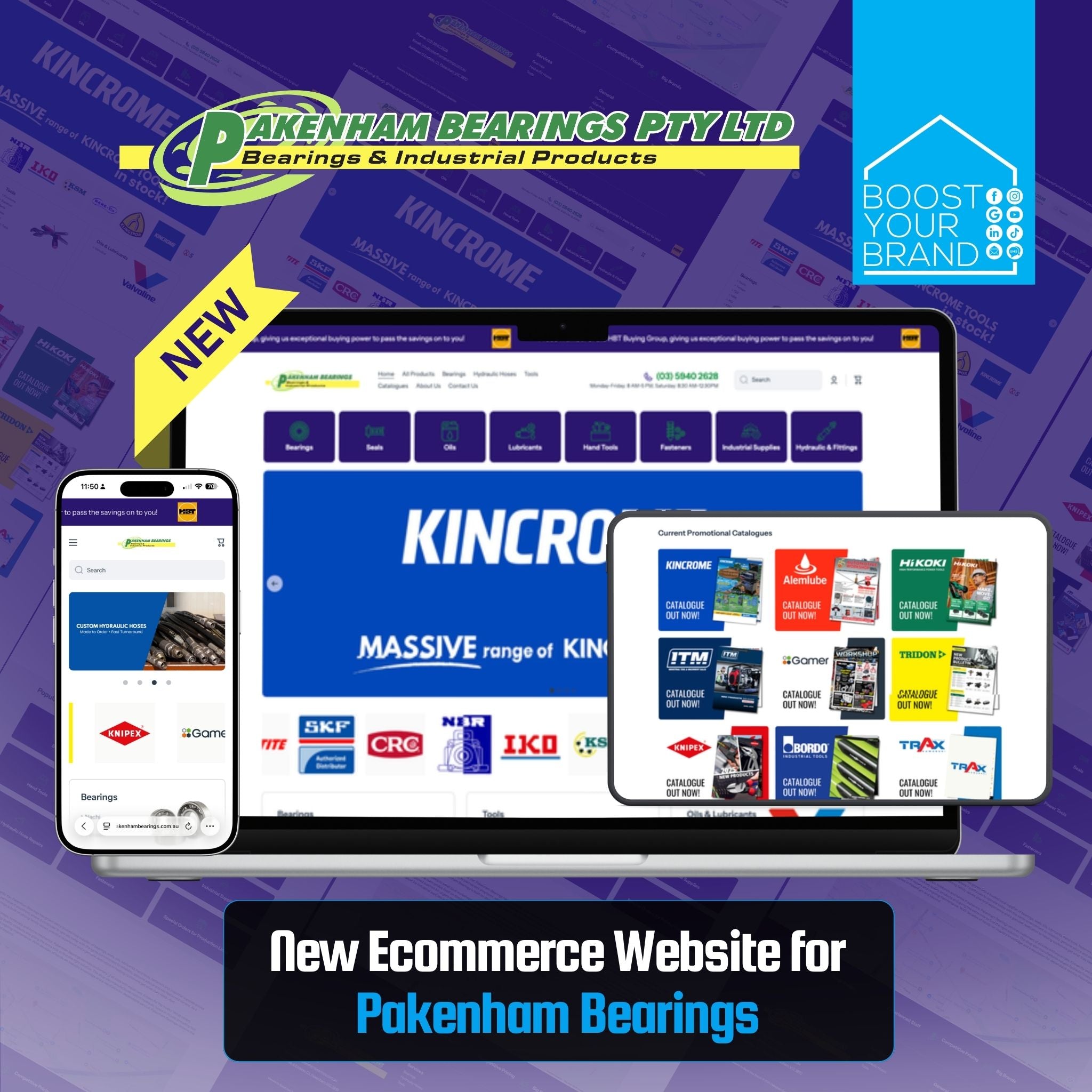 This is an image of the Pakenham Bearings website created on Shopify by Boost Your Brand Digital Marketing Agency in Lilydale